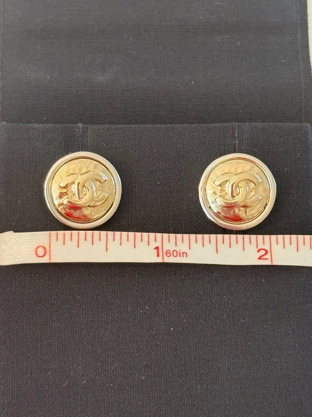 Chanel Gold & Silver Hammered Metal Stud Earrings